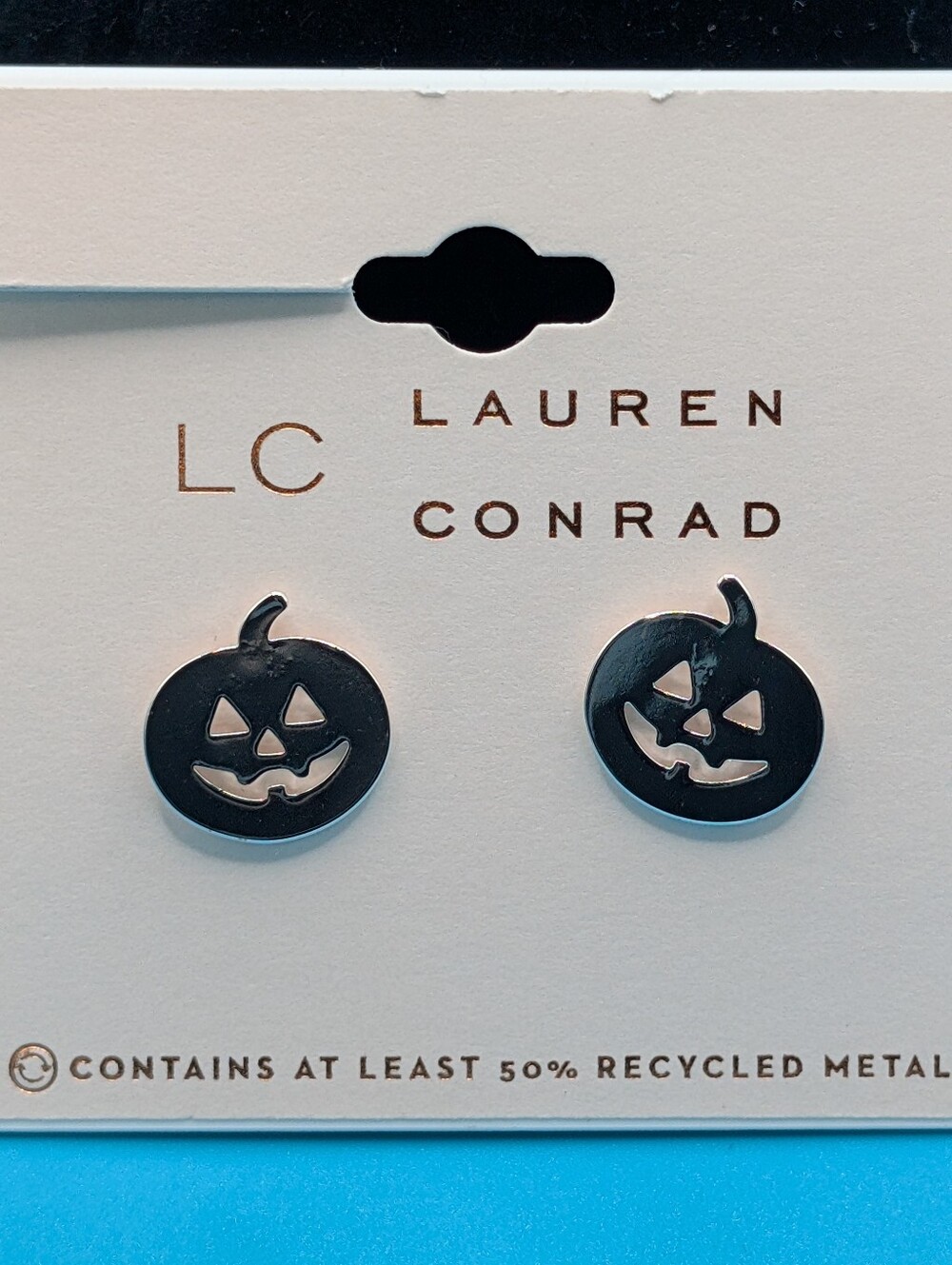 LC Lauren Conrad Silver Jack-o'-Lantern Pumpkin Stud Earrings
